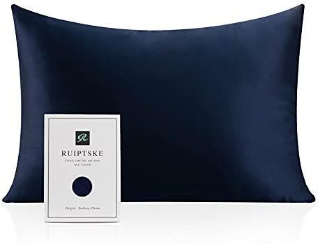 RUIPTSKE Natural Silk Federa, ipoallergenico, 22momme, 100% Seta, 600 Filati, con a Scomparsa Cerniera (blue, 50x66cm)