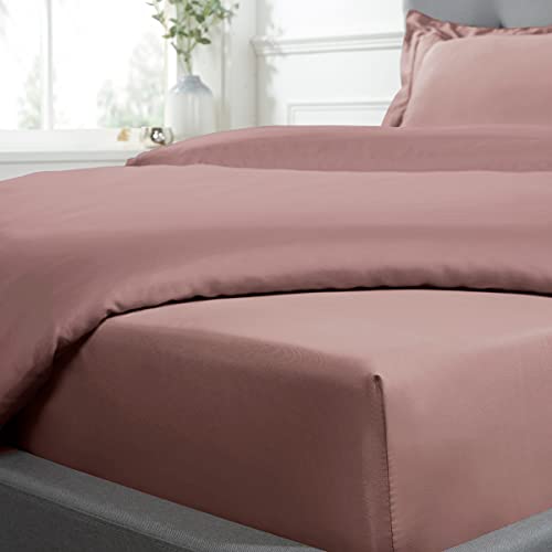 Sleepdown Lenzuolo con angoli, 100% rasatello di cotone, morbido e accogliente, 40,6 cm, extra profondo, 300 fili, biancheria da letto di lusso – rosa cipria – super king size