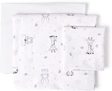 Interbaby Set di 3 Lenzuola per Mini Culla Neonato KOALA en blanco azul · 100% COTONE · Lenzuolo per Mini Lettino