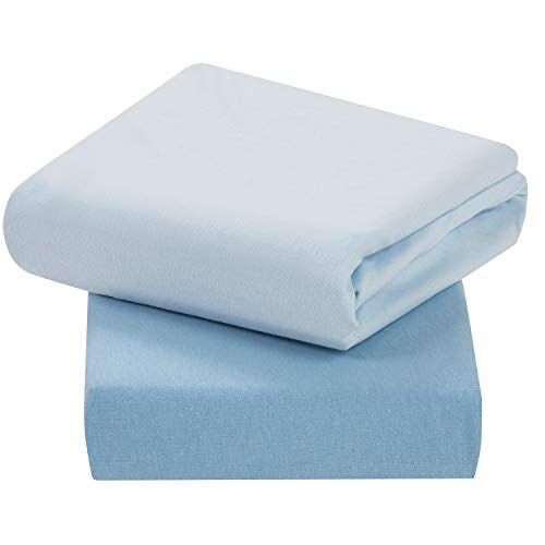 Clevamama Set 2 Lenzuola Lettino Neonato in 100% Cotone, Coprimaterasso per Culla con Angoli Rettangolari Elasticizzati, Blu 60 x 120 x 12 cm