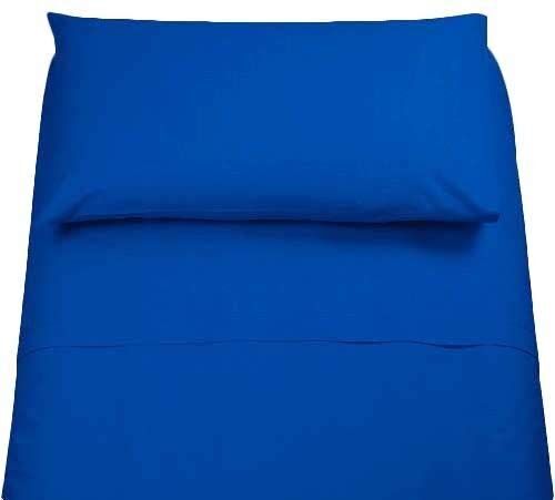 STORE SORRENTO Completo letto singolo Irge in cotone lenzuolo sopra,lenzuolo sotto,1 federa (Blu royal)