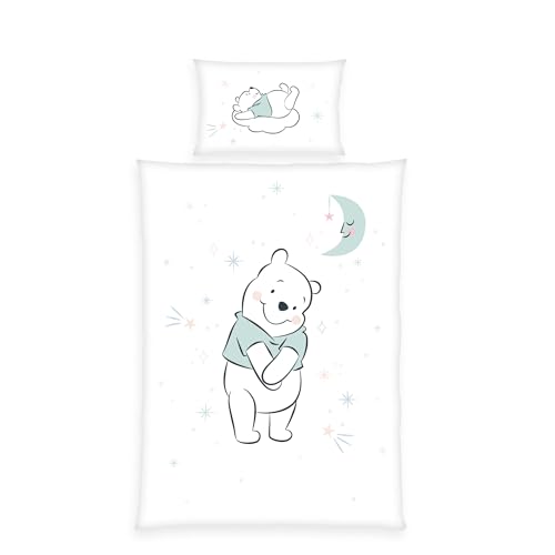 Herding Set di Biancheria da Letto, Winnie the Pooh, Federa 40 x 60 cm con Design Reversibile, Copripiumino 100 x 135 cm, Con Chiusura a Cerniera, 100% Cotone