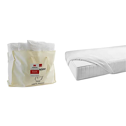 Gabel Nottetempo Piumino Caldissimo 235 gr/mq, Imbottitura 30% Piumino, 70% Piumetta & Jersey Coprimaterasso, Cotone, Bianco, 90 x 200 x 0.4 cm