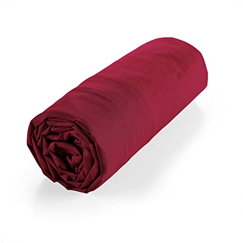 Douceur d'Intérieur , Lenzuolo con angoli elasticizzati (90 x 190 cm) Biolina Bordeaux, 100% cotone biologico