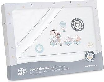 Interbaby Set di 3 Lenzuola per Mini Culla Neonato in FLANELLA irafa Bicicleta bianco verde · 100% Cotone · Lenzuolo Invernale per Mini lettino