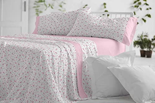 Blanco │Set di lenzuola, letto da 120 (+ misure disponibili)│Poliestere 50% Cotone 50%│Facile da stirare. Design 530, Rosa