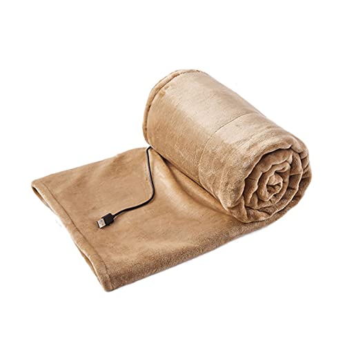 Rubu22a Coperta elettrica piccola, 160 x 80 cm, con USB, per letto, divano e campeggio, coperta termica, a risparmio energetico e lavabile, tinta unita (giallo, taglia unica)