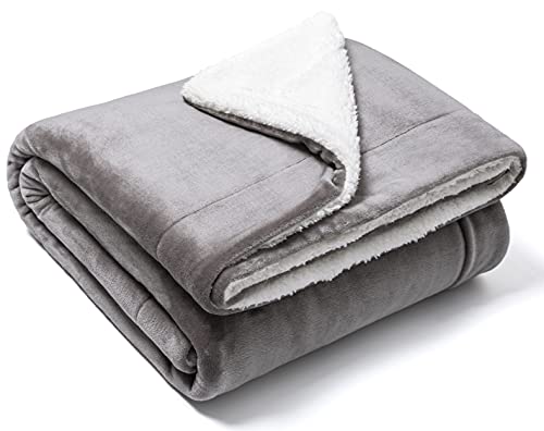 FARFALLAROSSA Coperta Matrimoniale in Pile Sherpa e Flanella Grigio 210x240, Plaid Doppio Strato Letto Matrimoniale, Super Morbida Tiepido Letto o Divano Grigio Scuro