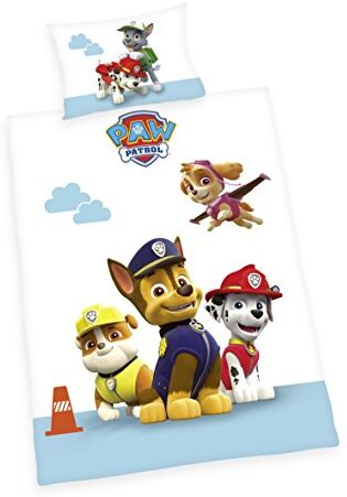 Herding Paw Patrol Copripiumino, Federa 40 x 60 cm e Copripiumino 100 x 135 cm, in Cotone di Flanella