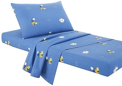 Fabe Completo Lenzuolino Baby, Cotone, Made in Italy, Set Lenzuola con Sottolenzuolo cm 60x125, Lenzuolo cm 122x152, Copricuscino 60x46cm, Colore Azzurro