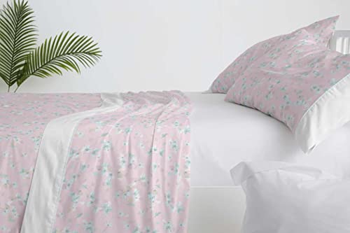 Blanco Set di lenzuola 031 floreale e moderno   per letto singolo da 105 cm   Set di lenzuola, federa di Alhomada e lenzuolo con angoli   colore rosa