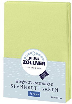 Julius Zöllner , lenzuolo con angoli in jersey per culla e lettino di misura 90 x 40 cm, Cotone, verde, 90x40