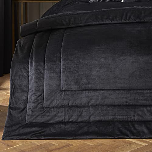 Laurence Llewelyn-Bowen Chic Copriletto in velluto 220 cm x 150 cm in nero