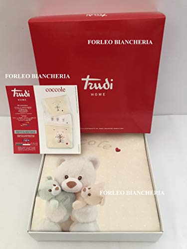 Gabel COCCOLE SET CARROZZINA 80x110 COPRILETTO COTONE + COMPLETO CULLA COLORE CANARINO TRUDI