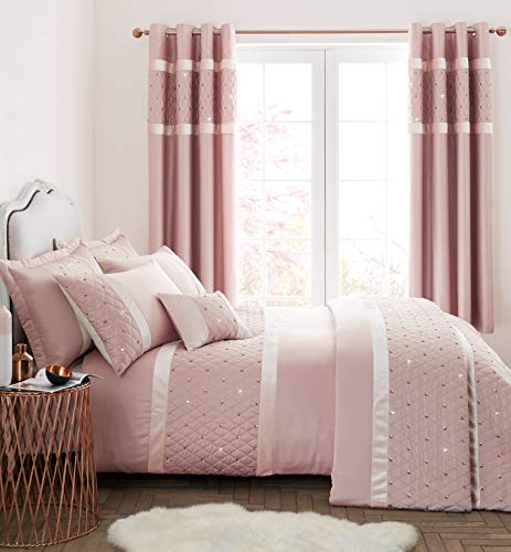 Catherine Lansfield Cluster di Paillettes Copripiumino, Misto Cotone, Blush, Super King Set Piumino Letto