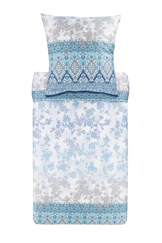 Bassetti AGRIGENTO  Biancheria da letto + 1 federa in 100% raso di cotone, colore azzurro C1, dimensioni: 135 x 200 + 1 K 80 x 80 cm