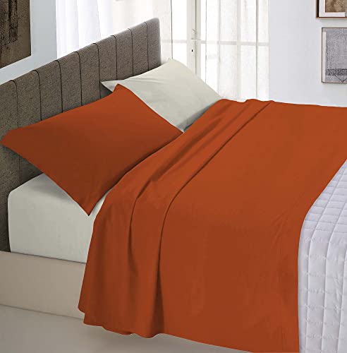 Italian Bed Linen Completo Letto Natural Color, 100% Cotone, Marrone (Terra/Panna), Singolo