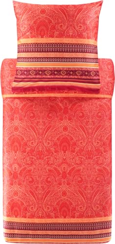 Bassetti Maser  Biancheria da letto + 1 federa in raso di cotone 100% colore rosso geranio R1, dimensioni: 155 x 220 + 1 K 80 x 80 cm