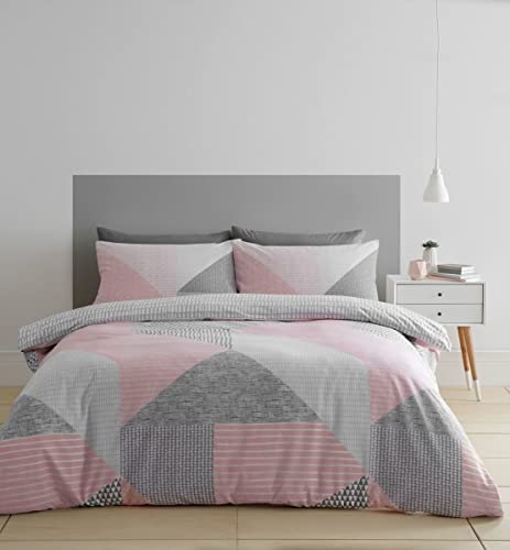 Catherine Lansfield Larsson Geo Set copripiumino per letto king size, colore: rosa