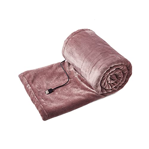 Rubu22a Coperta elettrica piccola, 100 x 80 cm, con USB, per letto, divano e campeggio, coperta termica, a risparmio energetico e lavabile, tinta unita (rosa, taglia unica)