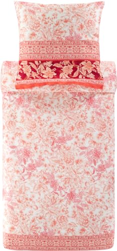 Bassetti CAPODIMONTE Biancheria da letto + 2 federe in 100% raso di cotone di colore corallo R1, dimensioni: 200 x 200 + 2 K 80 x 80 cm