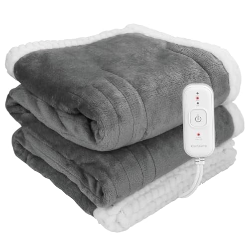 Comfytemp Coperta termica super morbida con spegnimento automatico 4 ore, 160 x 130 cm, coperta termica in flanella, cuscino termico elettrico, 3 livelli di temperatura e riscaldamento rapido,