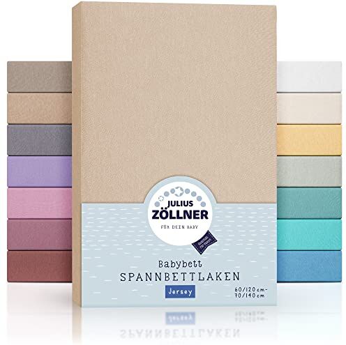 Julius Zöllner Lenzuolo con angoli elasticizzati in jersey per lettino, 100% jersey di cotone, certificato Oeko-Tex Standard 100, dimensioni: 60 x 120 cm/70 x 140 cm, confezione da 2 pezzi, colore: