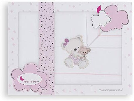 Interbaby Set di 3 Lenzuola per Culla OSITA COLUMPIO blanco rosa · 100% COTONE · Lenzuolo per Lettino