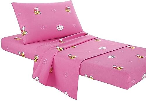 Fabe Completo Lenzuolino Baby, Cotone, Made in Italy, Set Lenzuola con Sottolenzuolo cm 60x125, Lenzuolo cm 122x152, Copricuscino 60x46cm, Colore Rosa