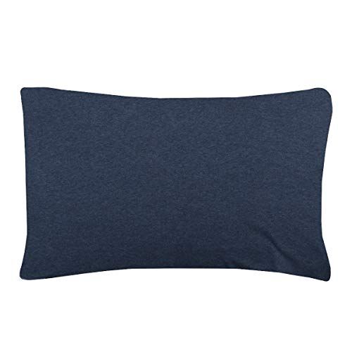 Sleepdown Set di federe standard in jersey melange casalinga, calde, accoglienti, facili da pulire, tinta unita, tinta unita, 50 x 75 cm (standard (50 x 75 cm), blu scuro)