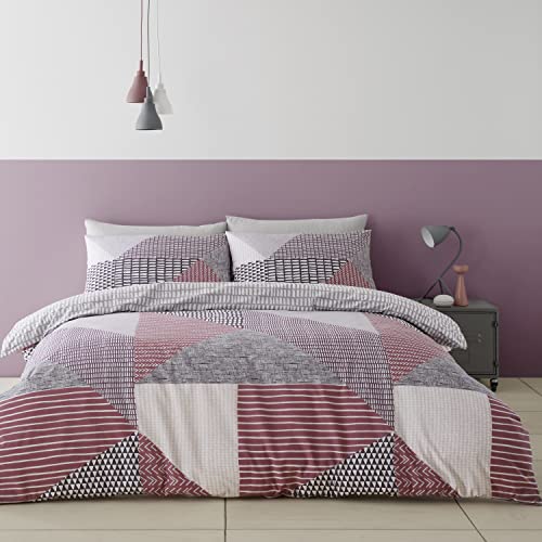 Catherine Lansfield Bedding Larsson Geo Plum Duvet Cover 240x220+50x85(2)