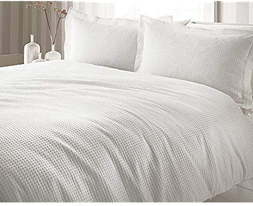 Paoletti Riva  Waffle KS Duvet Set White, Cotone, King