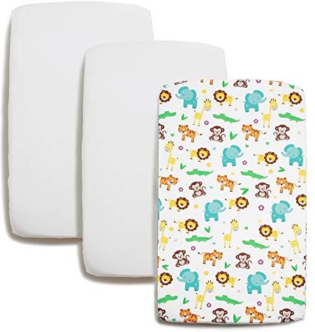 Niimo Set 2 Lenzuola Lettino Neonato 70x140 100% Soffice Cotone + 1 Coprimaterasso Impermeabile Salvapipì culle con sbarre Letto Singolo Bambino Misure 70 x 140 cm (Giungla)