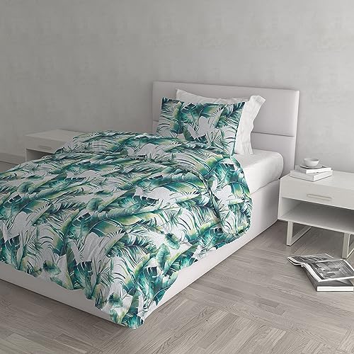Italian Bed Linen DAFNE Parure Copripiumino stampato, microfibra, Maui, Piazza e mezza
