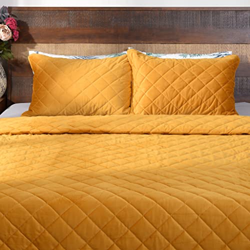 Deco Mex ELENIA Set copripiumino da 3 pezzi, 260 x 300 cm, 50 x 70 cm, colore: Giallo