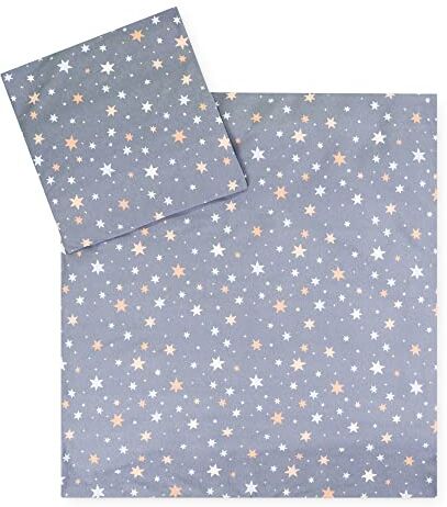 Julius Zöllner Oeko-TEX, Shiny Stars Biancheria da letto per bambini, 80 x 80 cm + 35 x 40 cm, set da 2 pezzi, copripiumino e federa, in jersey di cotone, con chiusura lampo, standard 100