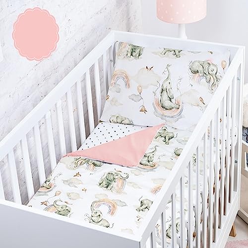 BABYSAFE Baby Safe Copripiumino Lettino Neonato 120 x 90 cm Copripiumino Culla 100% Cotone Biologico Certificato Oeko-Tex Lenzuola Letto Singolo Bambino Set Biancheria da Letto Elefante