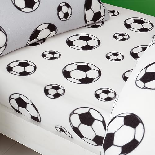 Catherine Lansfield Cosy Football Lenzuolo con angoli, per letto matrimoniale, in pile,