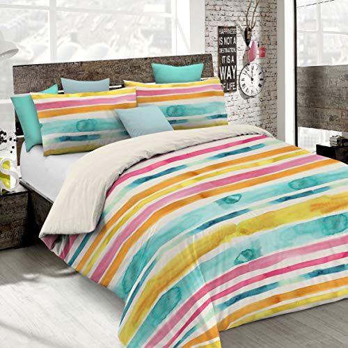 Italian Bed Linen Parure Copripiumino Fashion, Microfibra, Multicolore (Fez), 2 Piazze