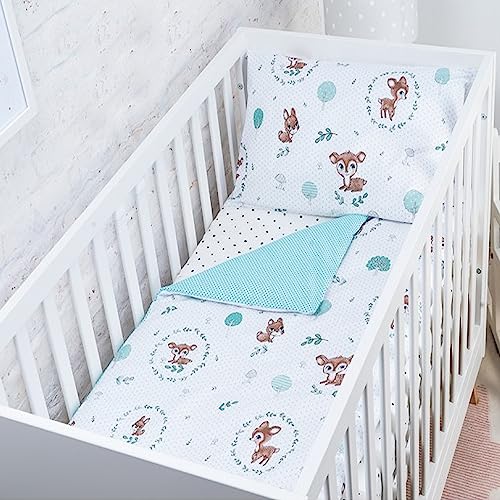 BABYSAFE Baby Safe Copripiumino Lettino Neonato 120 x 90 cm copripiumino culla 100% cotone biologico Certificato OEKO-TEX lenzuola letto singolo bambino set biancheria da letto Punti di cervo