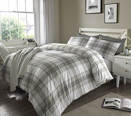 Sleepdown Check Grey Set Copripiumino Singolo, Cotone Poliestere, Grigio