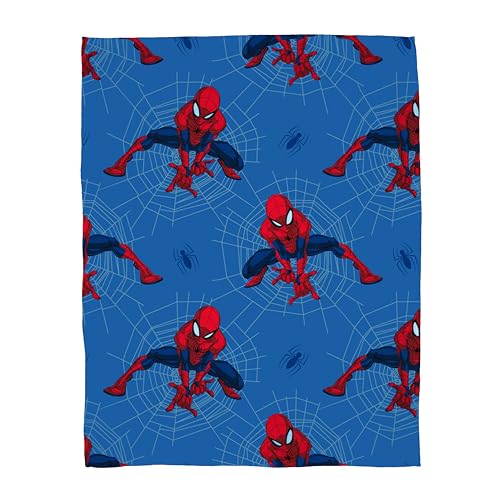 Character World Coperta Disney Spiderman, super morbida, design Web Time, calda e super morbida al tatto, perfetta per casa, camera da letto, pigiama party e campeggio, 100 x 150 cm