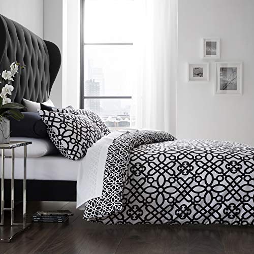 Catherine Lansfield Medina Trellis Biancheria da letto, 155 x 220 + 2 (80 x 80), colore: Nero