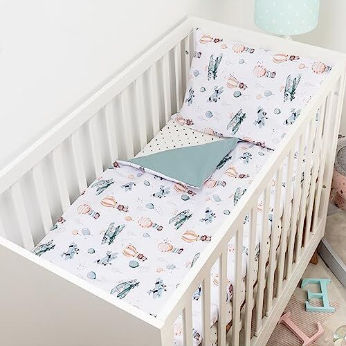 BABYSAFE Baby Safe Copripiumino Lettino Neonato 120 x 90 cm copripiumino culla 100% cotone biologico Certificato OEKO-TEX lenzuola letto singolo bambino set biancheria da letto Aero