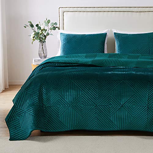 Greenland Home Barefoot Bungalow Riviera Set copripiumino e federe in velluto, 2 pezzi, colore: Verde acqua