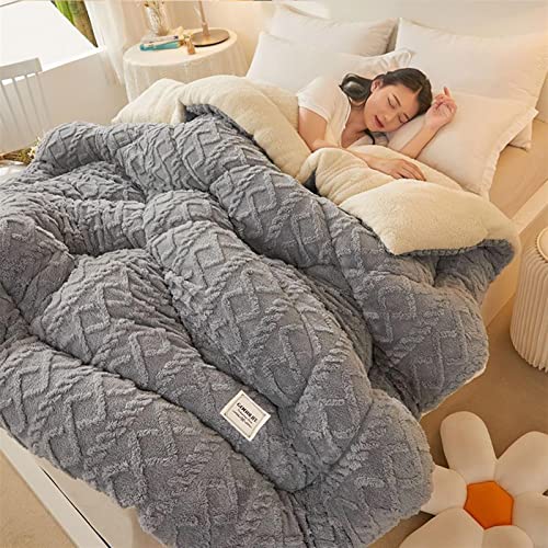 UIHECTA Addensare La Trapunta Invernale, Trapunta Double Face, Coperta Di Agnello Super Calda, Soffice Piumino Caldo Di Velluto, Coperta Letto Spessa In Pile Flanella Lusso,006,150×200cm(3.5kg)