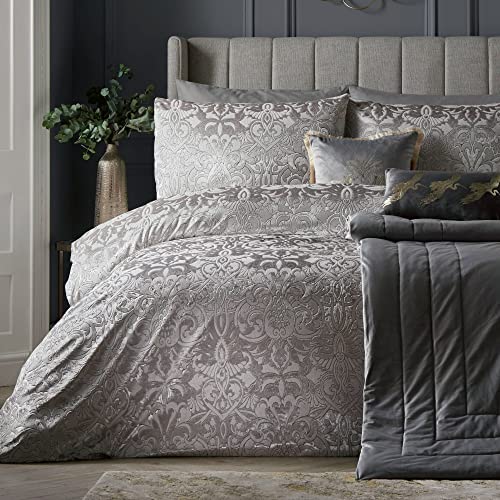 Laurence Llewelyn-Bowen Firenza Set Copripiumino Jacquard Misura Letto Matrimoniale in Argento