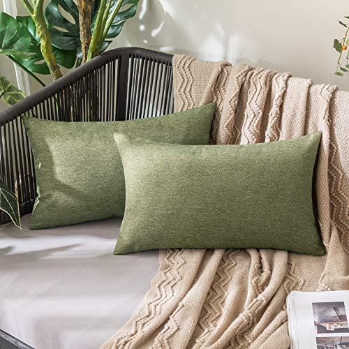 MIULEE Federe Cuscini per Divano Impermeabili all'Aperto Copricuscini per Camera da Letto Balcone Giardino all'Esterno Federe Quadrati in Poliestere Eleganti e Moderni Lavabile 40x60 cm Verde Scuro