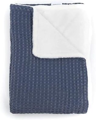 BamBoom Coperta Culla 100x75 Goffrato in Bambù Organico con Spugna Peluche Jeans Blu