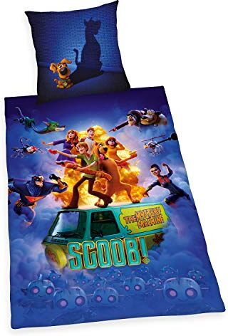 Herding Scooby Doo Set di Biancheria da Letto, Cotton, Blu, 70 x 90 cm, 140 x 200 cm